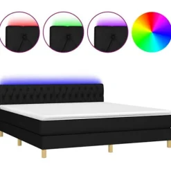Maison Exclusive - Madras med lameller med LED-madras Sort 160x200 cm Stof