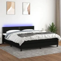 Maison Exclusive - Madras med lameller med LED-madras Sort 160x200 cm Stof