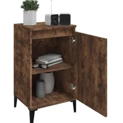 Maison Exclusive - Natborde 2 stk røgfyldt eg 40x35x70 cm ingeniørtræ