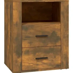 Maison Exclusive - Nattens bord Røget eg 50x36x60 cm Ingeniørtræ Røget eg