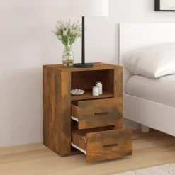 Maison Exclusive - Nattens bord Røget eg 50x36x60 cm Ingeniørtræ Røget eg
