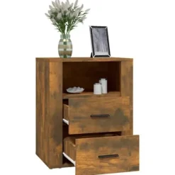 Maison Exclusive - Nattens bord Røget eg 50x36x60 cm Ingeniørtræ Røget eg