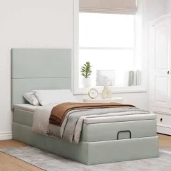 Maison Exclusive - Ottoman sengestel og lys grå madras 90x200 cm velour