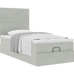 Maison Exclusive - Ottoman sengestel og lys grå madras 90x200 cm velour