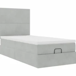 Maison Exclusive - Ottoman sengestel og lys grå madras 90x200 cm velour