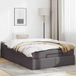 Maison Exclusive - Ottoman sengestel med grå madras 120x200 cm i kunstlæder