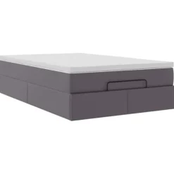 Maison Exclusive - Ottoman sengestel med grå madras 120x200 cm i kunstlæder