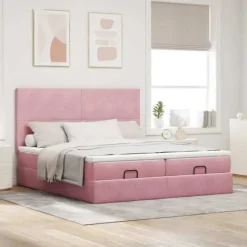 Maison Exclusive - Ottoman sengestel med rosa madras 180x200 cm velour rosa