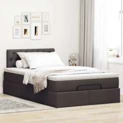Maison Exclusive - Ottoman sengestel med mørkebrun madras 120x190 cm stof Mørkebrun