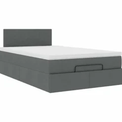 Maison Exclusive - Ottoman seng med mørkegrå madras 120x200 cm stof mörkgrå, vit