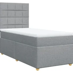 Maison Exclusive - Seng med lameller og madras Grå lys 100x200cm Stof