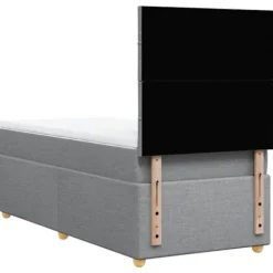 Maison Exclusive - Seng med lameller og madras Grå lys 100x200cm Stof