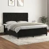 Maison Exclusive - Seng med lameller og madras Sort 180x200 cm Velour