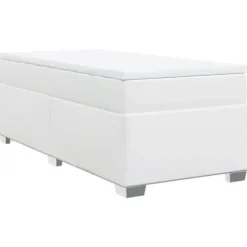 Maison Exclusive - Seng med lamelseng og madras Hvid 100x200cm Simil læder