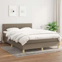 Maison Exclusive - Seng med lameller og Taupe madras 140x200 cm Stof