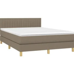 Maison Exclusive - Seng med lameller og Taupe madras 140x200 cm Stof