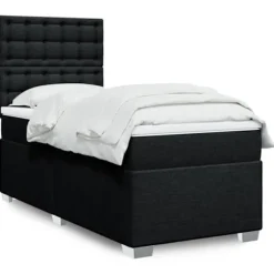 Maison Exclusive - Seng med lamelbund og madras Sort 90x200 cm Stof