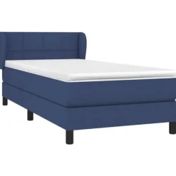 Maison Exclusive - Seng med lameller og madras Blå 100x200 cm Stof