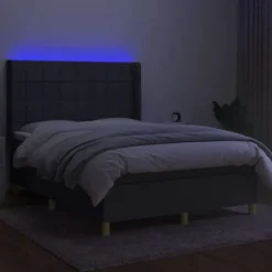 Maison Exclusive - Seng med lameller madras LED Mørkegrå 140x190 cm Stof