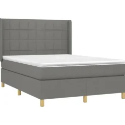 Maison Exclusive - Seng med lameller madras LED Mørkegrå 140x190 cm Stof