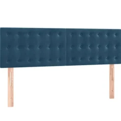 Maison Exclusive - Seng med lameller og mørkeblå madras 140x190cm Velour