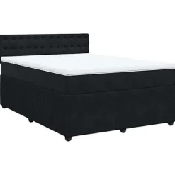Maison Exclusive - Seng med lameller og madras Sort 140x200 cm Velour