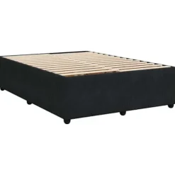 Maison Exclusive - Seng med lameller og madras Sort 140x200 cm Velour