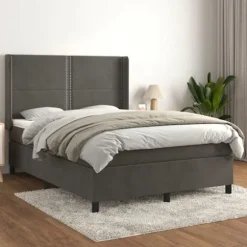 Maison Exclusive - Seng med lameller og mørkegrå madras 140x200cm Velvet