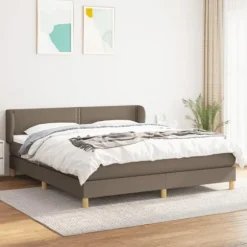 Maison Exclusive - Seng med lamelbund og Taupe madras 180x200 cm Stof