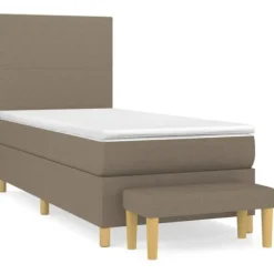 Maison Exclusive - Seng med lamelmadrasser og Taupe madras 90x200 cm Stof