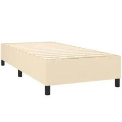 Maison Exclusive - Seng med lamelmadrasser og creme madras 90x200 cm Stof