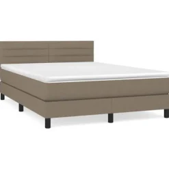 Maison Exclusive - Seng med lameller og Taupe madras 140x200 cm Stof