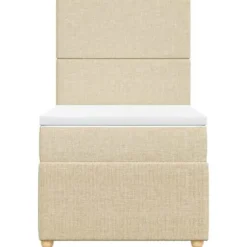 Maison Exclusive - Seng med lamelmadrasser og creme madras 90x200 cm Stof