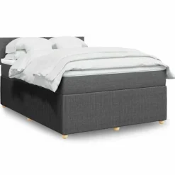 Maison Exclusive - Seng med lamelbund og mørkegrå madras 140x190cm Stof