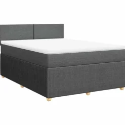 Maison Exclusive - Seng med lamelbund og mørkegrå madras 140x190cm Stof