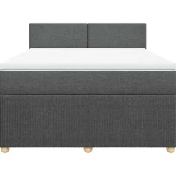 Maison Exclusive - Seng med lamelbund og mørkegrå madras 140x190cm Stof