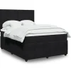 Maison Exclusive - Seng med lameller og madras Sort 160x200 cm Velour