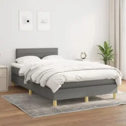 Maison Exclusive - Seng med lamelbund og mørk grå madras 120x190cm stof