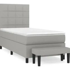 Maison Exclusive - Seng med lameller og madras Lys grå 80x200 cm Stof
