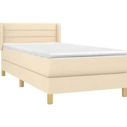 Maison Exclusive - Seng med lamelmadrasser og creme madras 90x200 cm Stof