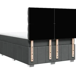 Maison Exclusive - Seng med lameller og madras Mørkegrå 160x200cm Stof