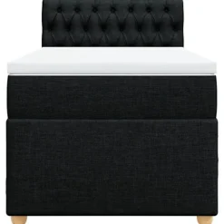 Maison Exclusive - Seng med lamelbund og sort madras 90x190 cm enkel stof