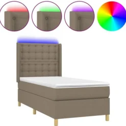Maison Exclusive - Seng med lameller, madras og LED Taupe 80x200cm Stof