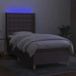 Maison Exclusive - Seng med lameller, madras og LED Taupe 80x200cm Stof