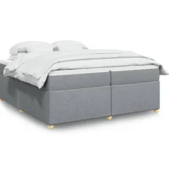 Maison Exclusive - Seng med lamelbund og madras Lys grå 200x200cm Stof