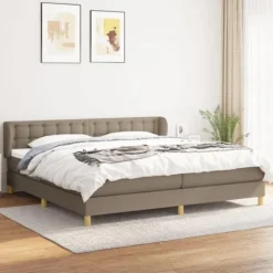 Maison Exclusive - Seng med lamelbund og madras Taupe 200x200 cm Stof