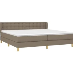 Maison Exclusive - Seng med lamelbund og madras Taupe 200x200 cm Stof