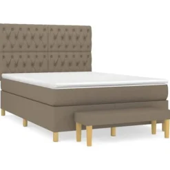 Maison Exclusive - Seng med lameller og Taupe madras 140x200 cm Stof