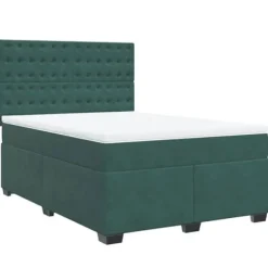 Maison Exclusive - Seng med lameller og mørkegrøn madras 140x190cm Velour