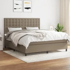 Maison Exclusive - Seng med lamelbund og Taupe madras 180x200 cm Stof